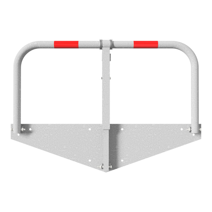 Schake Parkplatzsperrbügel 472ZP, umklappbar, Höhe ca. 450 mm, Breite ca. 850 mm + Profilzylinderschloß, + durchgehender Bodenplatte zum Aufdübeln