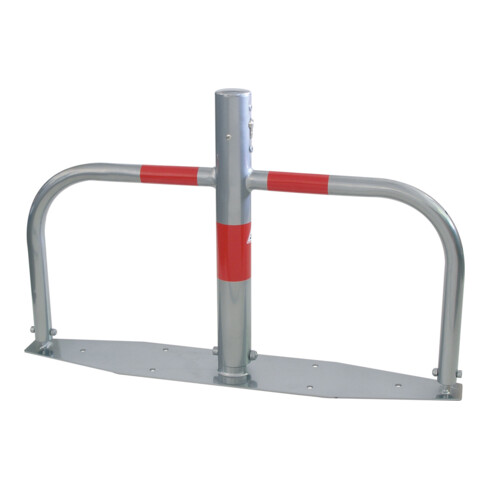 Schake Parkplatzsperre Typ 40660, umlegbar, Ø 60mm, Überflur 500mm, + Rundrohrbügeln, Gesamtbreite 800mm + Profilzylinderschloß, zum Aufdübeln inkl. Befestigungsmaterial