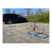 Schake Parkplatzsperre Typ 40660, umlegbar, Ø 60mm, Überflur 500mm, + Rundrohrbügeln, Gesamtbreite 800mm + Profilzylinderschloß, zum Aufdübeln inkl. Befestigungsmaterial-2