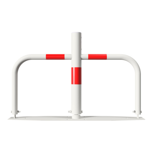 Schake Parkplatzsperre Typ 40660, umlegbar, Ø 60mm, Überflur 500mm, + Rundrohrbügeln, Gesamtbreite 800mm + Profilzylinderschloß, zum Aufdübeln inkl. Befestigungsmaterial
