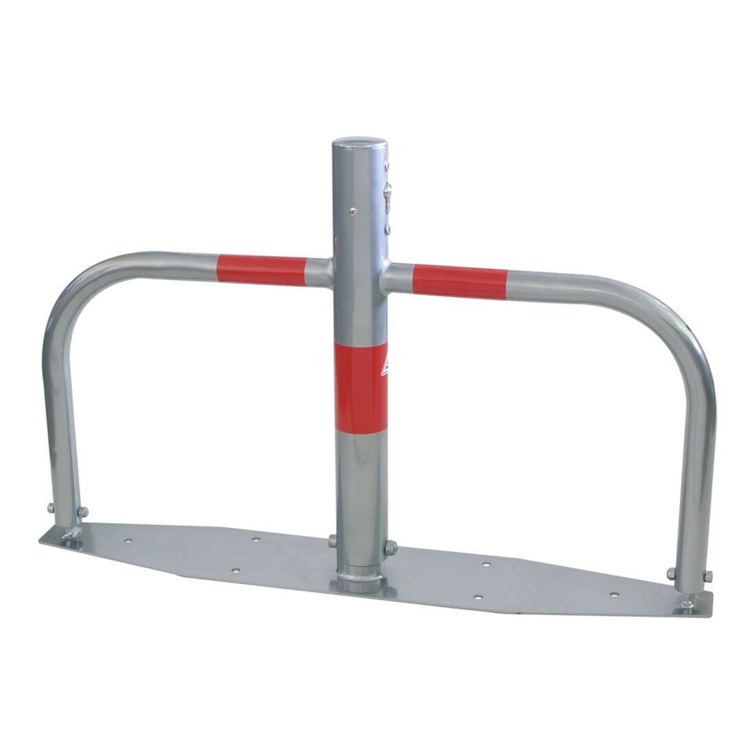Schake Parkplatzsperre Typ 40660, umlegbar, Ø 60mm, Überflur 500mm, + Rundrohrbügeln, Gesamtbreite 800mm + Profilzylinderschloß, zum Aufdübeln inkl. Befestigungsmaterial