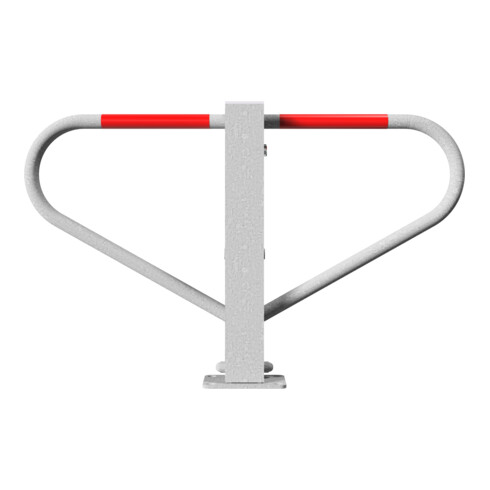 Schake Parkplatzsperre Typ 40770, umlegbar, 70x70mm, Überflur 500mm, + Rundrohrbügeln, Gesamtbreite 800mm, + Rund, Zylinderschloß, zum Aufdübeln