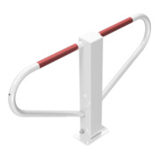 Schake Parkplatzsperre Typ 40770B, umlegbar, 70x70mm, Überflur 500mm, + Rundrohrbügeln, Gesamtbreite 800mm + Rund, Zylinderschloß, beschichtet, weiß / rot-5