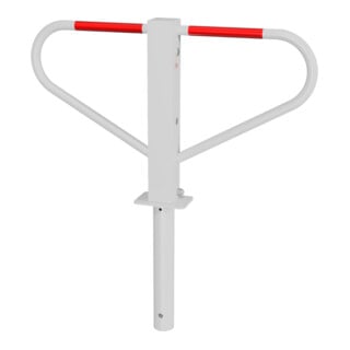 Schake Parkplatzsperre Typ 40771, umlegbar, 70x70mm, Überflur 500mm, + Rundrohrbügeln, Gesamtbreite 800mm + Rund, Zylinderschloß, z. Einbetonieren