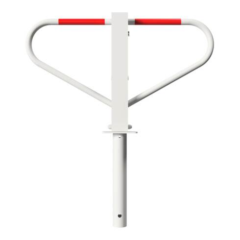 Schake Parkplatzsperre Typ 40771, umlegbar, 70x70mm, Überflur 500mm, + Rundrohrbügeln, Gesamtbreite 800mm + Rund, Zylinderschloß, z. Einbetonieren