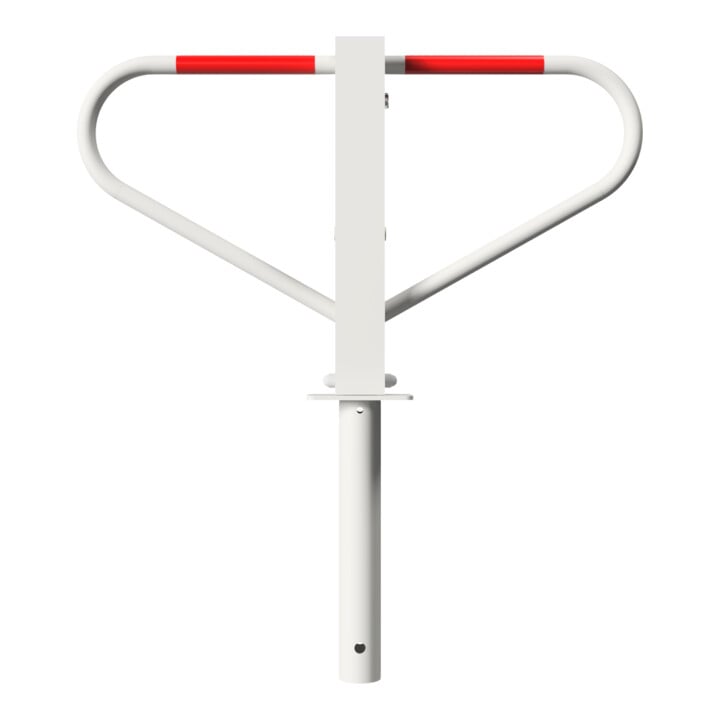 Schake Parkplatzsperre Typ 40771, umlegbar, 70x70mm, Überflur 500mm, + Rundrohrbügeln, Gesamtbreite 800mm + Rund, Zylinderschloß, z. Einbetonieren