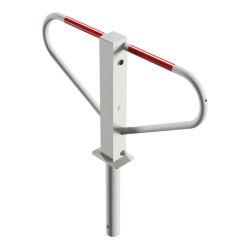 Schake Parkplatzsperre Typ 40771, umlegbar, 70x70mm, Überflur 500mm, + Rundrohrbügeln, Gesamtbreite 800mm + Rund, Zylinderschloß, z. Einbetonieren