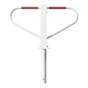 Schake Parkplatzsperre Typ 40771B, umlegbar, 70x70mm, Überflur 500mm, + Rundrohrbügeln, Gesamtbreite 800mm + Rund, Zylinderschloß, z. Einbetonieren weiß / rot-2