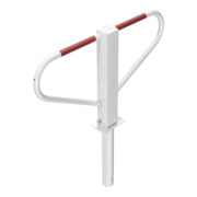 Schake Parkplatzsperre Typ 40771B, umlegbar, 70x70mm, Überflur 500mm, + Rundrohrbügeln, Gesamtbreite 800mm + Rund, Zylinderschloß, z. Einbetonieren weiß / rot-5