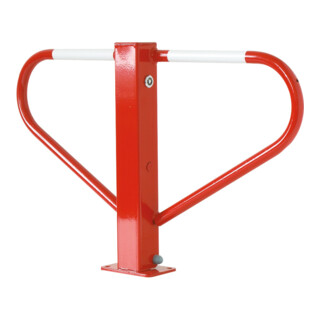 Schake Parkplatzsperre Typ 40772, umlegbar, 70x70mm, Überflur 500mm, + Rundrohrbügeln, Gesamtbreite 800mm + 8mm Dreikantverschluß, zum Aufdübeln inkl. 8mm Dreikantschlüssel