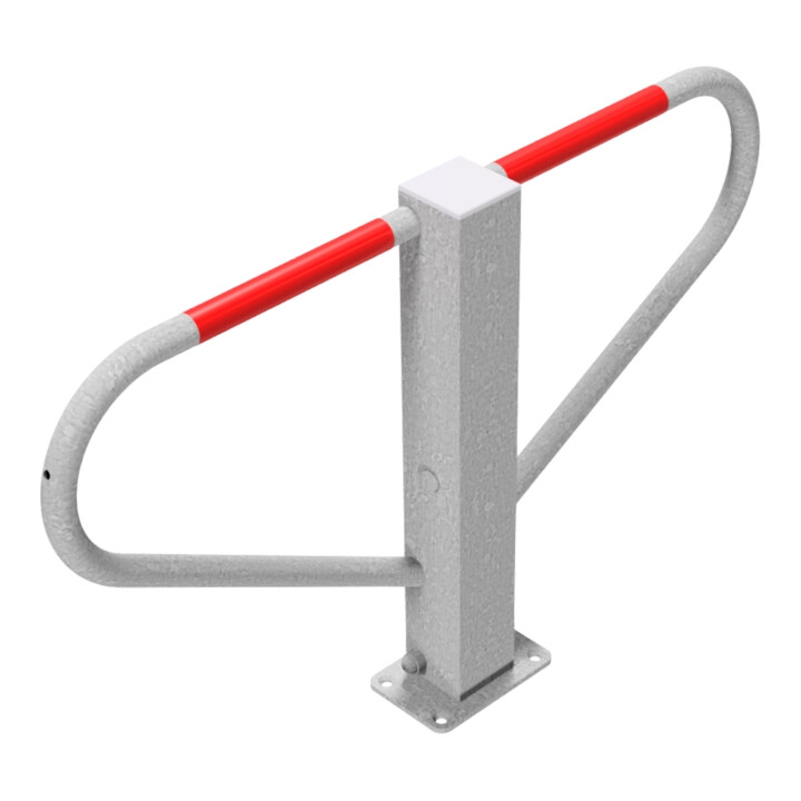 Schake Parkplatzsperre Typ 40772, umlegbar, 70x70mm, Überflur 500mm, + Rundrohrbügeln, Gesamtbreite 800mm + 8mm Dreikantverschluß, zum Aufdübeln inkl. 8mm Dreikantschlüssel