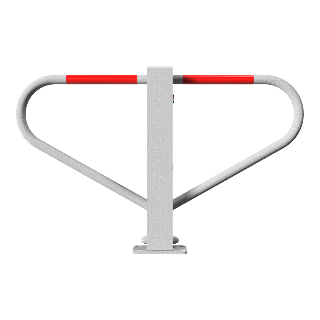 Schake Parkplatzsperre Typ 40772, umlegbar, 70x70mm, Überflur 500mm, + Rundrohrbügeln, Gesamtbreite 800mm + 8mm Dreikantverschluß, zum Aufdübeln inkl. 8mm Dreikantschlüssel