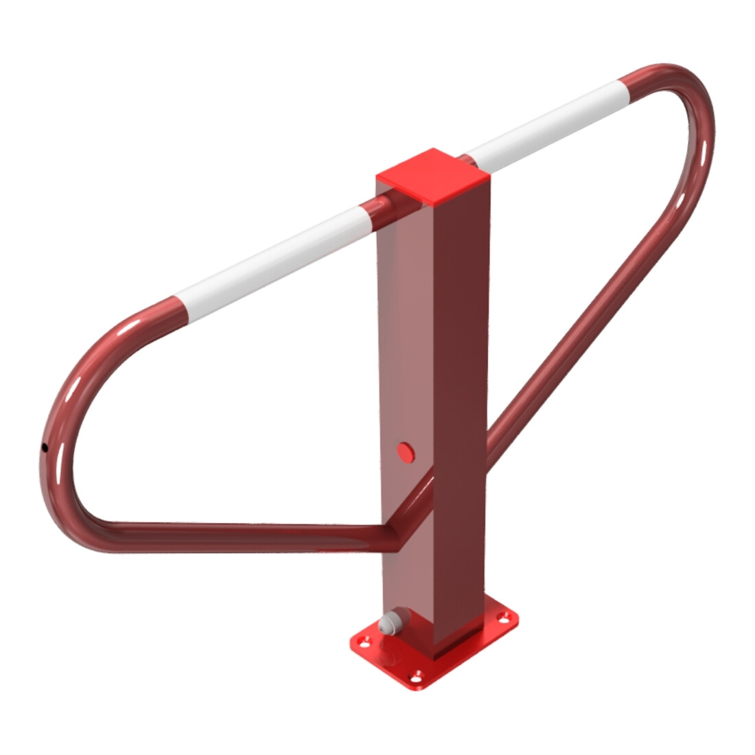 Schake Parkplatzsperre Typ 40772B, umlegbar, 70x70mm, Überflur 500mm, + Rundrohrbügeln, Gesamtbreite 800mm + 8mm Dreikantverschluß, beschichtet, rot/weiß inkl. 8mm Dreikantschlüssel