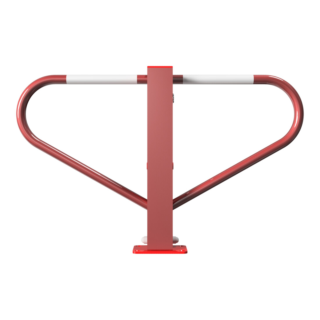 Schake Parkplatzsperre Typ 40772B, umlegbar, 70x70mm, Überflur 500mm, + Rundrohrbügeln, Gesamtbreite 800mm + 8mm Dreikantverschluß, beschichtet, rot/weiß inkl. 8mm Dreikantschlüssel