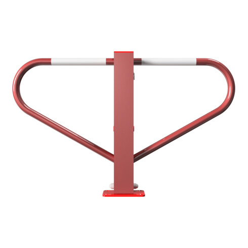 Schake Parkplatzsperre Typ 40772B, umlegbar, 70x70mm, Überflur 500mm, + Rundrohrbügeln, Gesamtbreite 800mm + 8mm Dreikantverschluß, beschichtet, rot/weiß inkl. 8mm Dreikantschlüssel