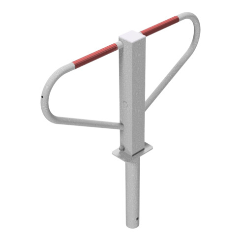Schake Parkplatzsperre Typ 40773, umlegbar, 70x70mm, Überflur 500mm, + Rundrohrbügeln, Gesamtbreite 800mm + 8mm Dreikantverschluß, z. Einbetonieren inkl. 8mm Dreikantschlüssel