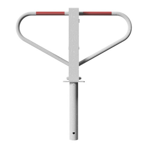 Schake Parkplatzsperre Typ 40773, umlegbar, 70x70mm, Überflur 500mm, + Rundrohrbügeln, Gesamtbreite 800mm + 8mm Dreikantverschluß, z. Einbetonieren inkl. 8mm Dreikantschlüssel