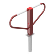 Schake Parkplatzsperre Typ 40773B, umlegbar, 70x70mm, Überflur 500mm, + Rundrohrbügeln, Gesamtbreite 800mm + 8mm Dreikantverschluß, z. Einbetonieren rot/weiß inkl. 8mm Dreikantschlüssel-4
