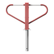 Schake Parkplatzsperre Typ 40773B, umlegbar, 70x70mm, Überflur 500mm, + Rundrohrbügeln, Gesamtbreite 800mm + 8mm Dreikantverschluß, z. Einbetonieren rot/weiß inkl. 8mm Dreikantschlüssel-5