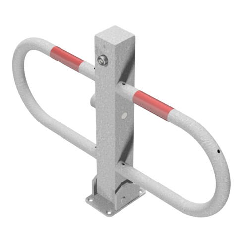 Schake Parkplatzsperre Typ 4709FU, umlegbar + Dreikantverschluß, 70x70mm + seitlichen Rohrbügeln feuerverzinkt