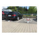 Schake Parkplatzsperre Typ 4709FUB, umlegbar + Dreikantverschluß, 70x70mm + seitlichen Rohrbügeln weiß / rot-2