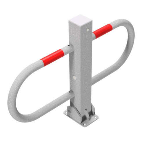 Schake Parkplatzsperre Typ 4709UZ, umlegbar + Profilzylinder, 70x70mm + seitlichen Rohrbügeln feuerverzinkt
