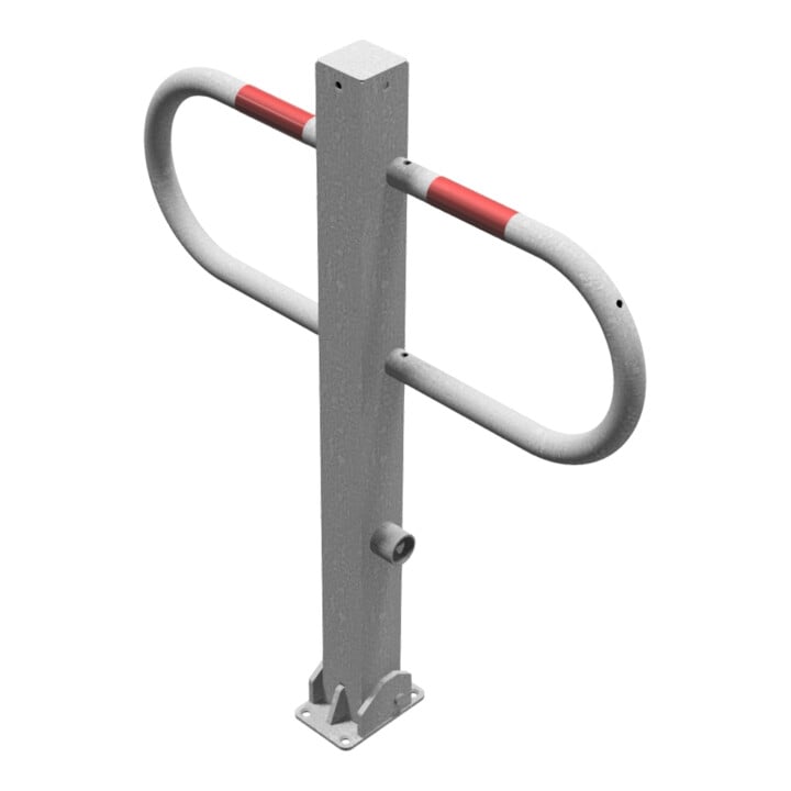 Schake Parkplatzsperre Typ 471FU, 70x70mm, umlegbar, Breite 800mm Überflur 900mm + Dreikantverschluß feuerverzinkt