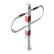 Schake Parkplatzsperre Typ 471FUB, 70x70mm, umlegbar, Breite 800mm Überflur 900mm + Dreikantverschluß, weiß / rot-4