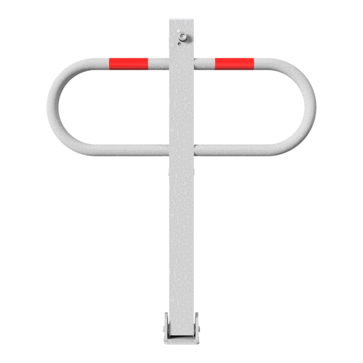 Schake Parkplatzsperre Typ 471UZ, 70x70mm, umlegbar, Breite 800mm Überflur 900mm + Profilzylinder feuerverzinkt