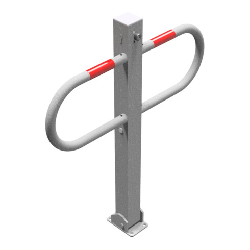 Schake Parkplatzsperre Typ 471UZ, 70x70mm, umlegbar, Breite 800mm Überflur 900mm + Profilzylinder feuerverzinkt