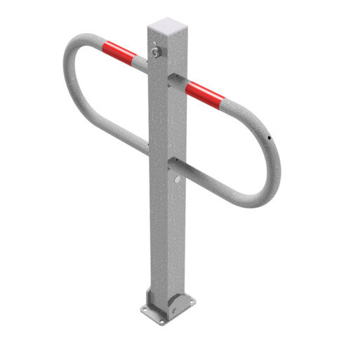 Schake Parkplatzsperre Typ 471UZ, 70x70mm, umlegbar, Breite 800mm Überflur 900mm + Profilzylinder feuerverzinkt