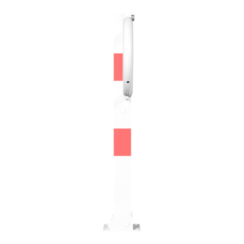 Schake Parkplatzsperre Typ 471UZB, 70x70mm, umlegbar, Breite 800mm Überflur 900mm + Profilzylinder, weiß / rot