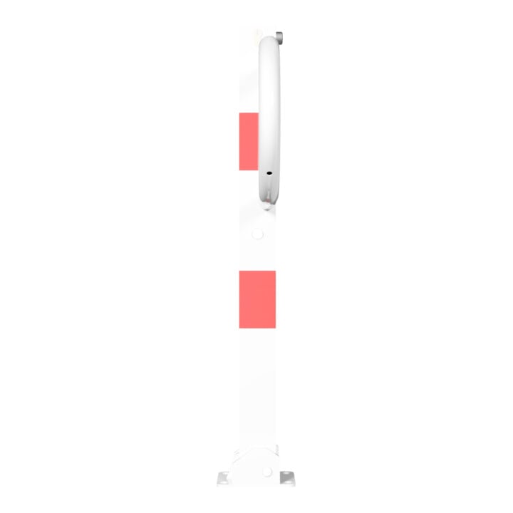 Schake Parkplatzsperre Typ 471UZB, 70x70mm, umlegbar, Breite 800mm Überflur 900mm + Profilzylinder, weiß / rot