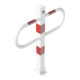 Schake Parkplatzsperre Typ 471UZB, 70x70mm, umlegbar, Breite 800mm Überflur 900mm + Profilzylinder, weiß / rot