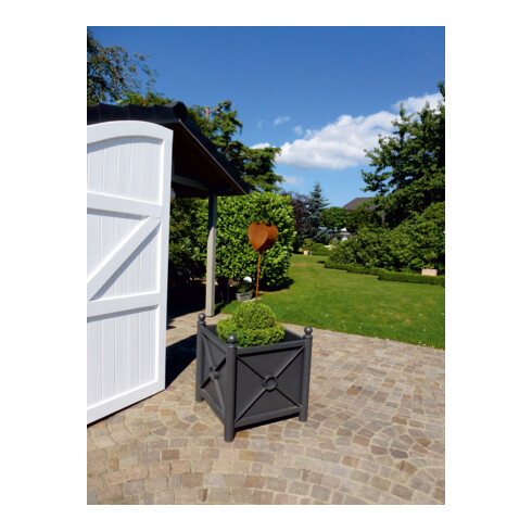 Schake Pflanzbehälter Rundrohre Ø 60 mm senkrecht + Flachkopf Stahlrohr 30 x 30 mm waagerecht