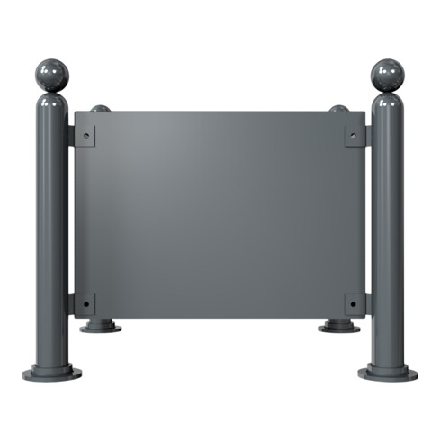 Schake Pflanzbehälter Rundrohre Ø 76 mm senkrecht Außenmaß: 880 x 880 mm + Kugelkopf 680 mm