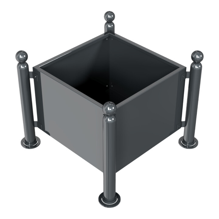 Schake Pflanzbehälter Rundrohre Ø 76 mm senkrecht Außenmaß: 880 x 880 mm + Kugelkopf 680 mm
