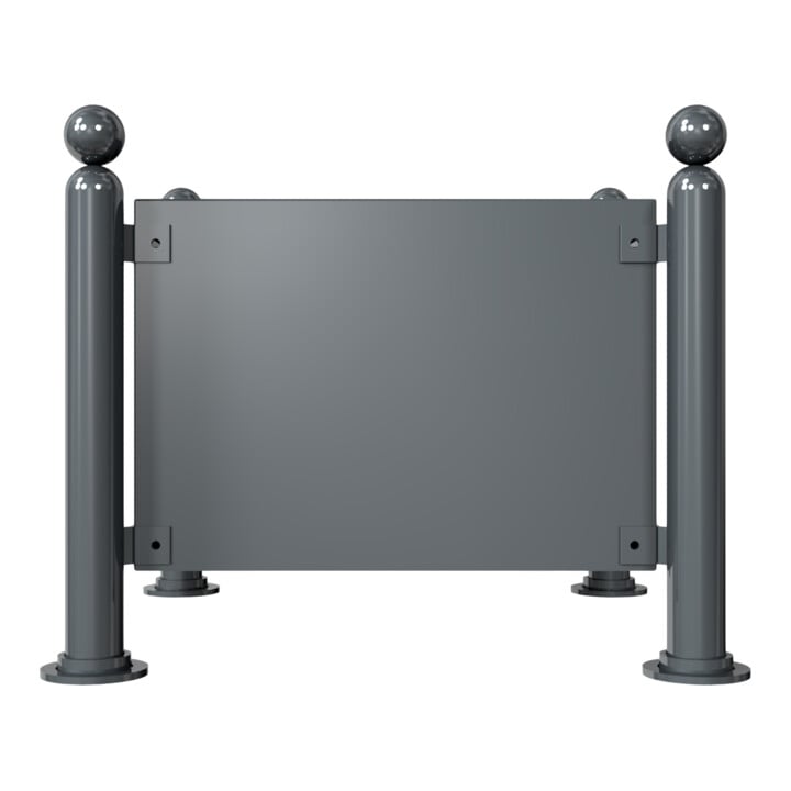 Schake Pflanzbehälter Rundrohre Ø 76 mm senkrecht Außenmaß: 880 x 880 mm + Kugelkopf 680 mm