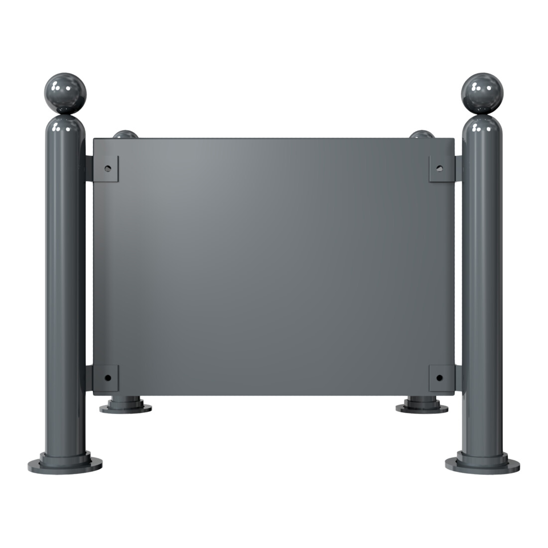 Schake Pflanzbehälter Rundrohre Ø 76 mm senkrecht Außenmaß: 880 x 880 mm + Kugelkopf 680 mm