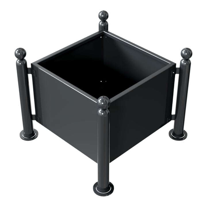 Schake Pflanzbehälter Rundrohre Ø 76 mm senkrecht Außenmaß: 880 x 880 mm + Kugelkopf 680 mm