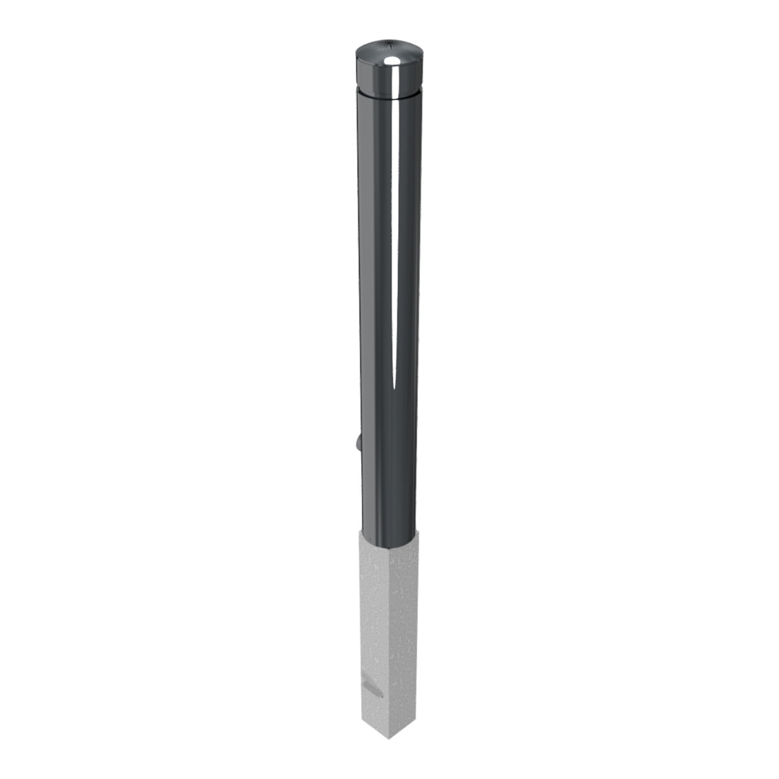 Schake Poller aus starkwandigem Aluminium 100mm herausnehmbar + Dreikantverschluß ca. 900mm Überflur + Ziernut,