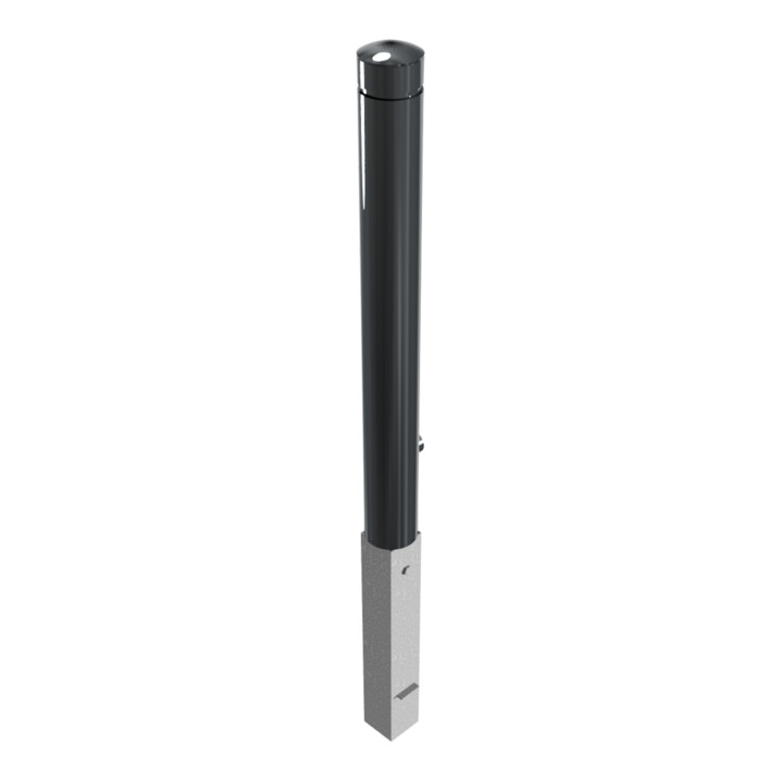Schake Poller aus starkwandigem Aluminium 100mm herausnehmbar + Dreikantverschluß ca. 900mm Überflur + Ziernut,