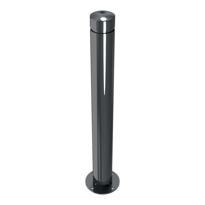 Schake Poller aus starkwandigem Aluminium 100mm ortsfest für Dübelbefestigung + Bodenplatte ca. 900mm Überflur + Ziernut,