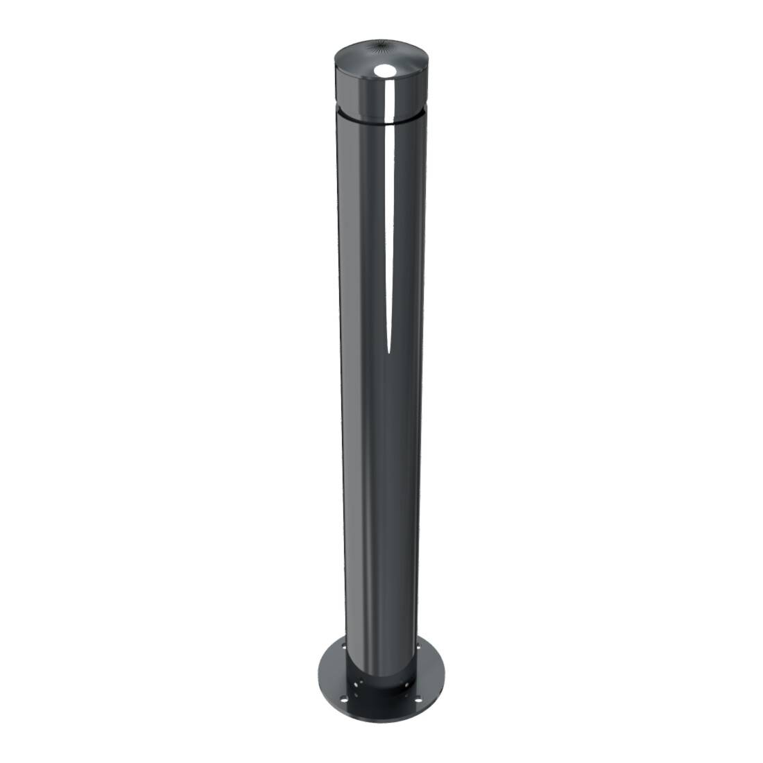 Schake Poller aus starkwandigem Aluminium 100mm ortsfest für Dübelbefestigung + Bodenplatte ca. 900mm Überflur + Ziernut,