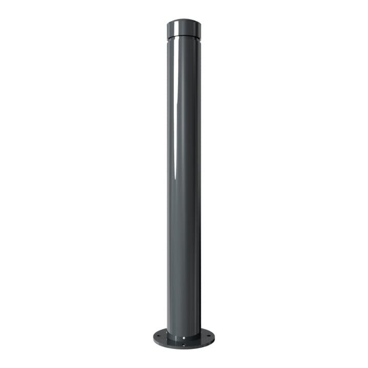 Schake Poller aus starkwandigem Aluminium 100mm ortsfest für Dübelbefestigung + Bodenplatte ca. 900mm Überflur + Ziernut,