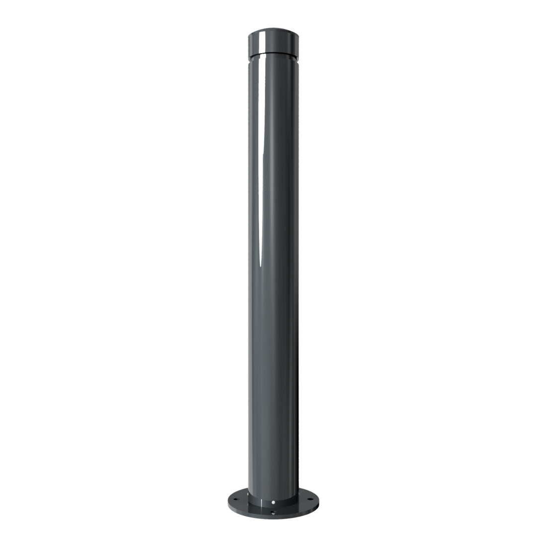 Schake Poller aus starkwandigem Aluminium 100mm ortsfest für Dübelbefestigung + Bodenplatte ca. 900mm Überflur + Ziernut,