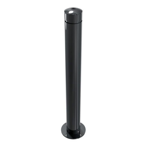 Schake Poller aus starkwandigem Aluminium 100mm ortsfest für Dübelbefestigung + Bodenplatte ca. 900mm Überflur + Ziernut,