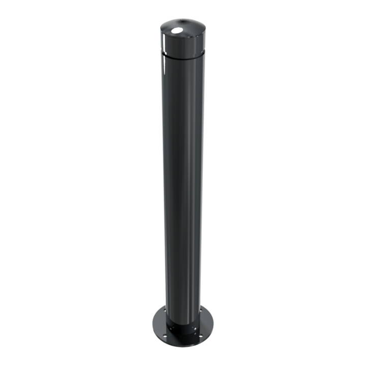 Schake Poller aus starkwandigem Aluminium 100mm ortsfest für Dübelbefestigung + Bodenplatte ca. 900mm Überflur + Ziernut,