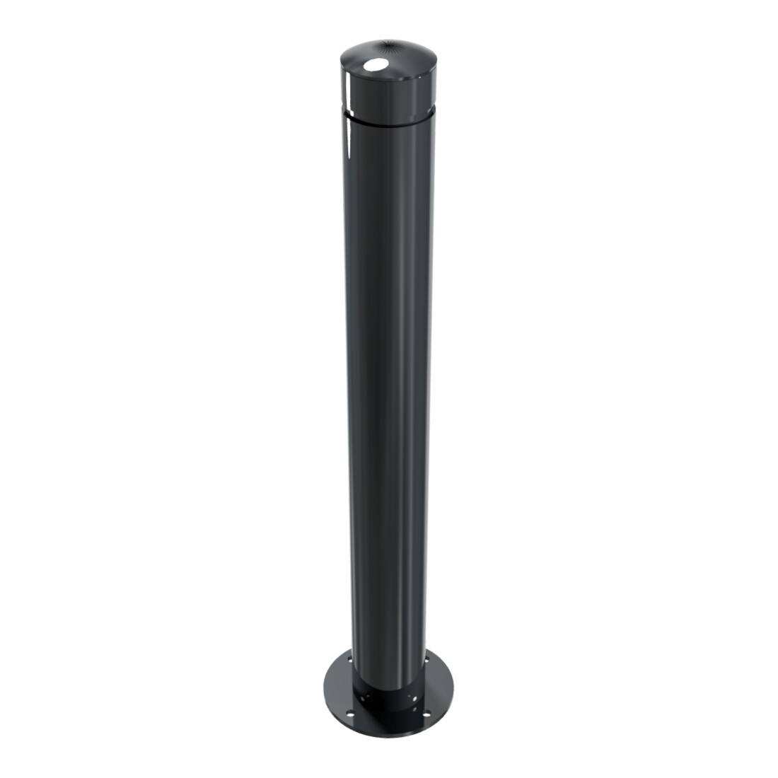 Schake Poller aus starkwandigem Aluminium 100mm ortsfest für Dübelbefestigung + Bodenplatte ca. 900mm Überflur + Ziernut,