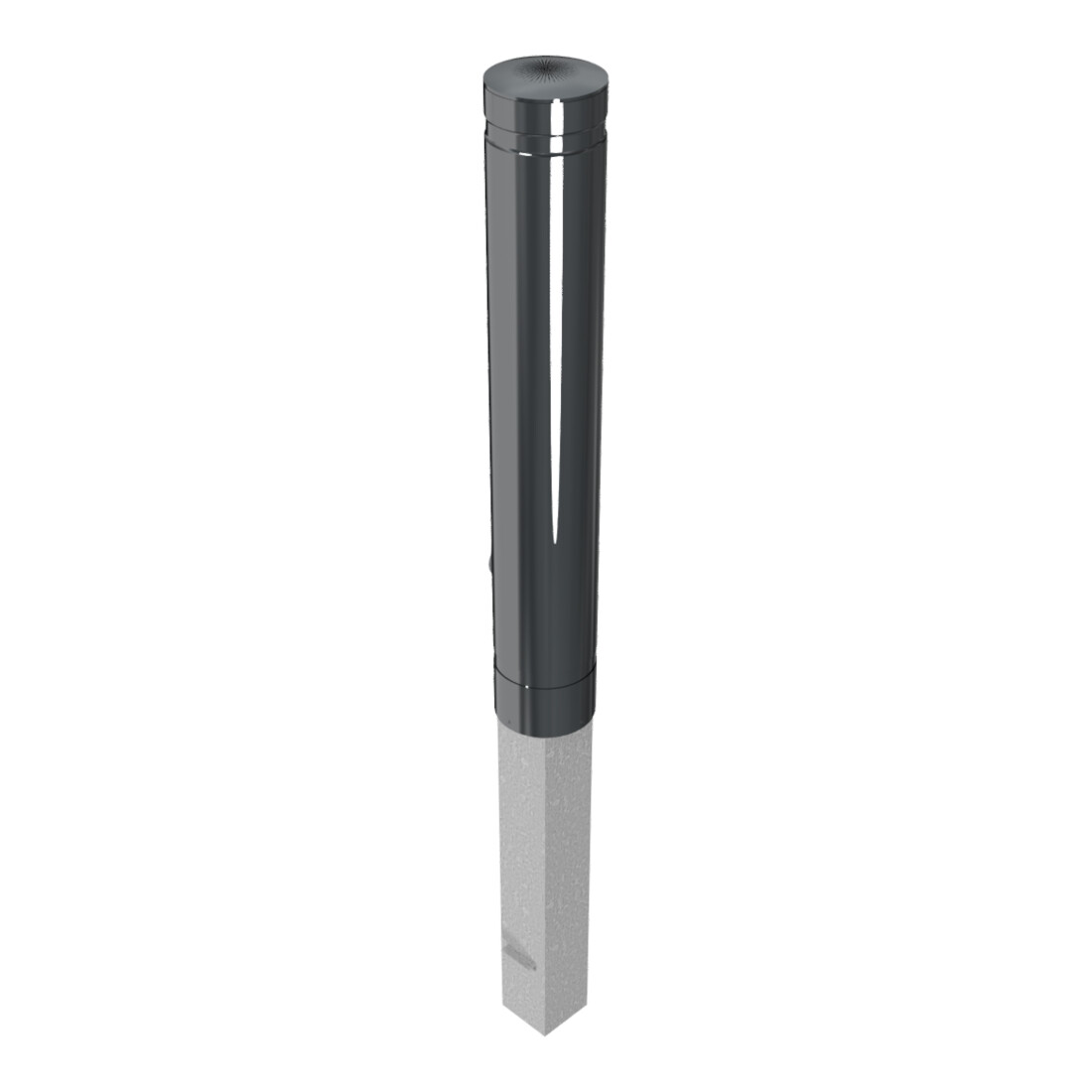 Schake Poller aus starkwandigem Aluminium 120mm herausnehmbar + Dreikantverschluß ca. 750mm Überflur + Ziernut,
